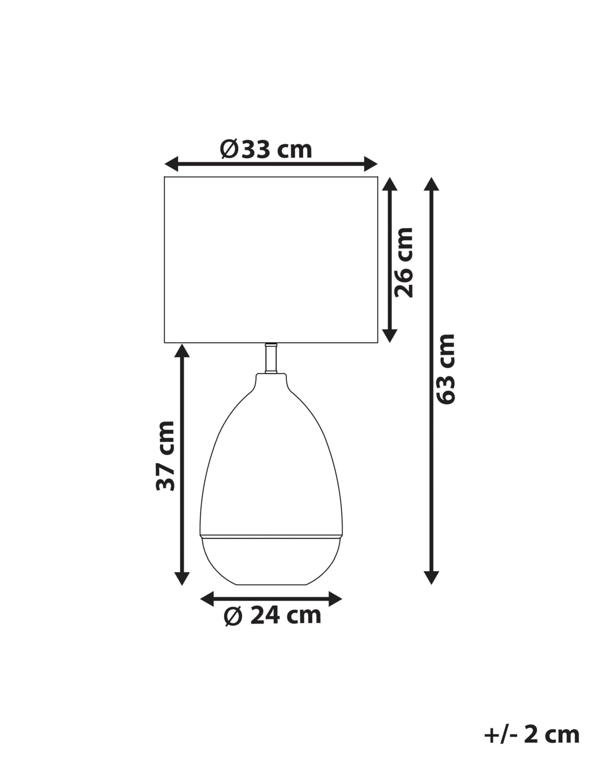 Beliani Moderne Tischlampe Vase-Optik Glassockel Stoff-Lampenschirm weiß/gold 63 cm Okari