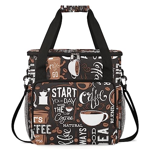 Image of Day with the of Coffee Cafe Coffee Maker Carring Bag Travel Carrying Storage Tote Bag Compatible with Keurig K-Mini or K-Mini Plus Portable Single Serve Coffee Brewer Case with Pockets for K-cup Pods