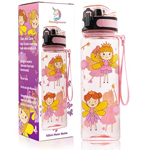 HeavenlyUnicorns Botella de agua de hadas para niñas, escuela, trabajo, viajes, a prueba de...