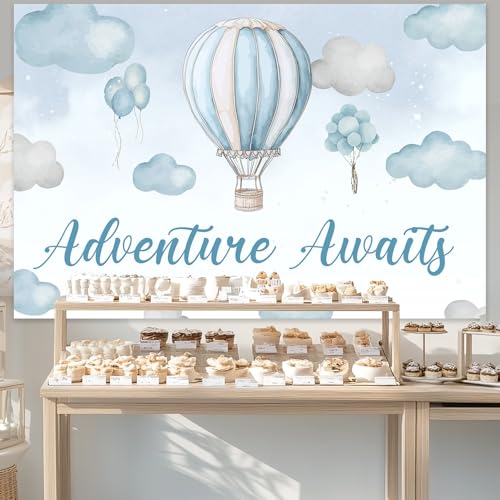 Toile de fond montgolfière bleue : le décor idéal pour célébrer bébé
