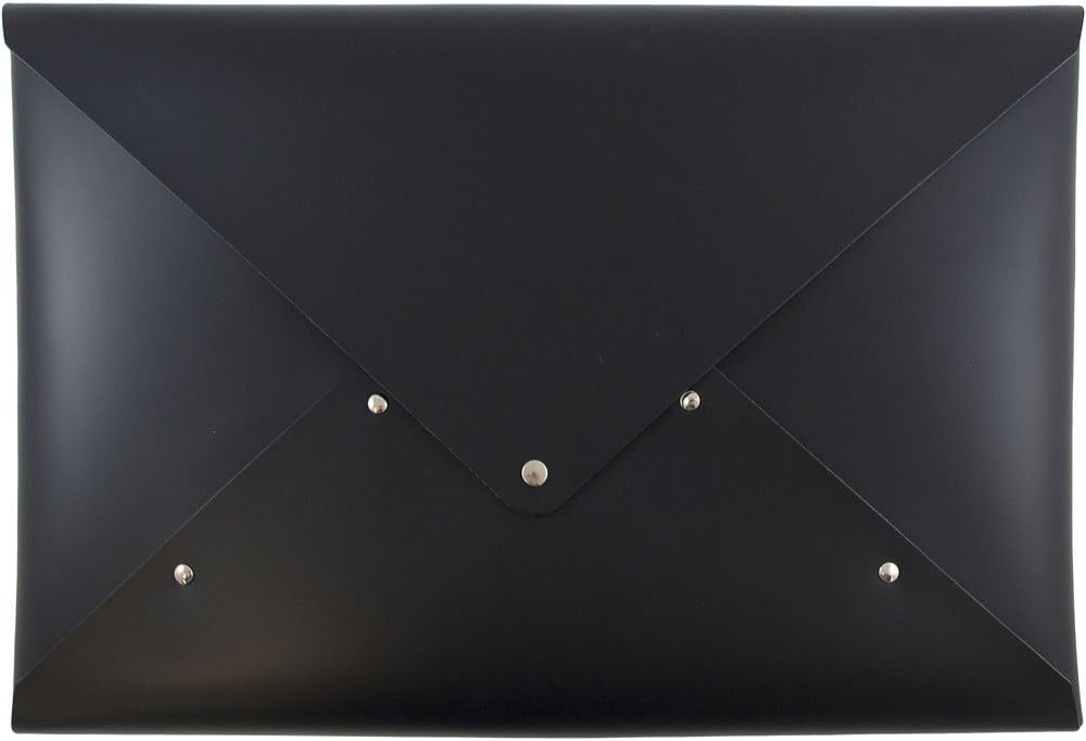 JAM PAPER Italian Leather Portfolio with Snap Closure - Legal Size - 10 1/4 x 14 3/4 x 3/4 - Black - Sold Individually