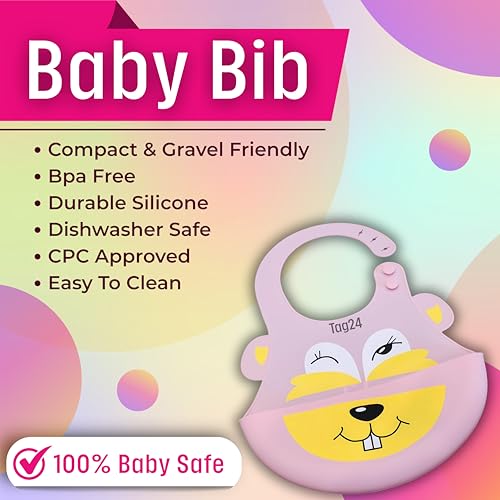 Image of Baby Bib for Feeding and Weaning Babies and Toddlers | Waterproof, Washable, Reusable | Adjustable Neckline with Buttons | Easy to Clean and Non-Messy Design