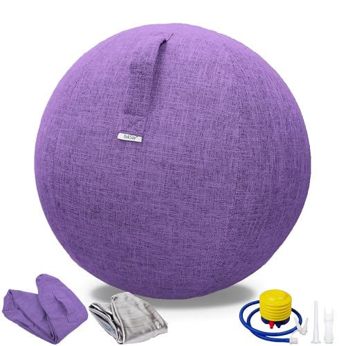 Image of Exercise Ball Chair with Fabric Cover, Standard Size (25inches /65cm), for Home Offices, Balance Training, Yoga Ball