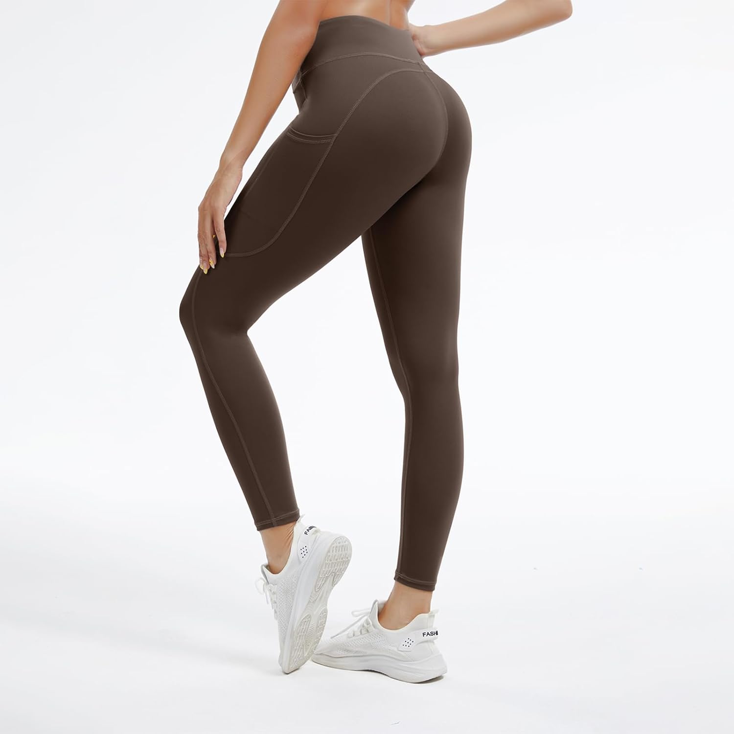 High Waisted Full Length Leggings with Pockets for Women, Tummy Control 4-Way Stretch Moisture Wicking Yoga Leggings - Image 4