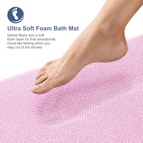 Image of OLANLY Thick Memory Foam Bath Mat Rug 30x20, Extra Soft Absorbent Bathroom Rug, Quick Dry Bath Mats, Non-Slip, Machine Washable Carpet for Bathroom, Tub and Shower, Home Decor Accessories, Pink
