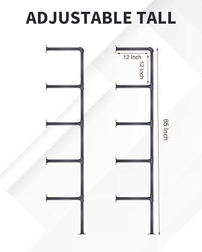 Miniatura 3 de MUZIK Estante industrial de tubo de hierro para montaje en pared, estantería abierta de granja, estantes flotantes de cocinabaño, estantes de