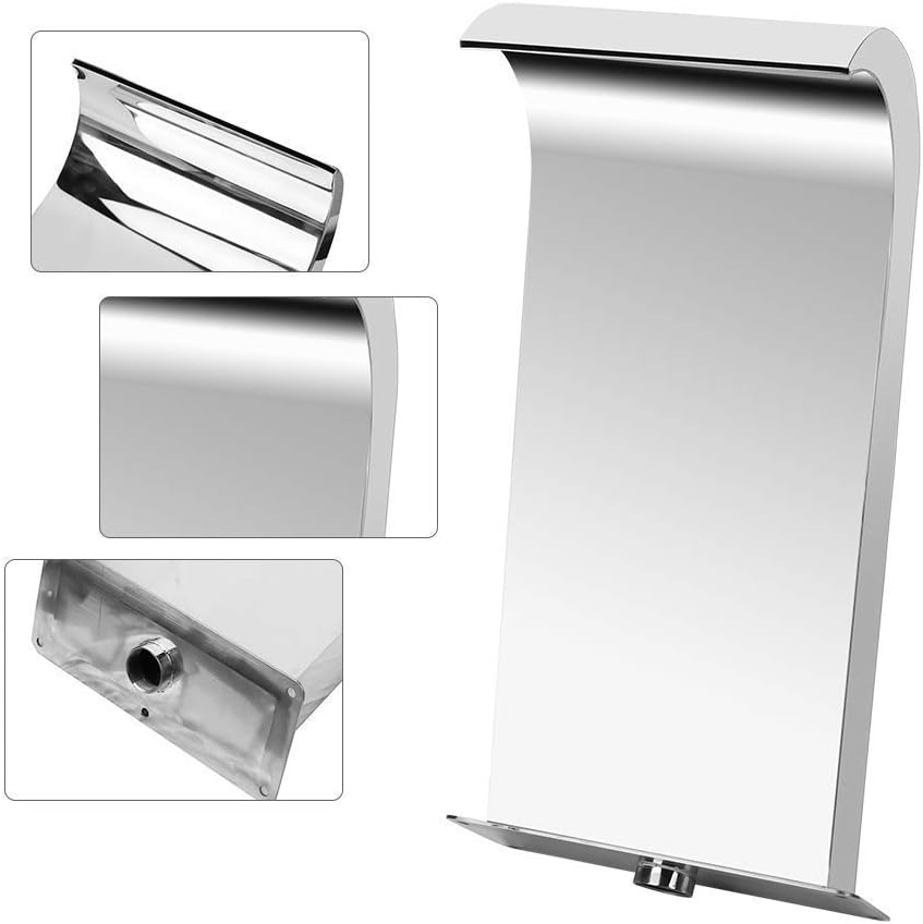 Stainless Steel Pool Fountains Spa Bath Waterfall Garden Landscape Fountain Waterfall Outlet for Ground Pools Outdoor Pond (300 * 600mm
