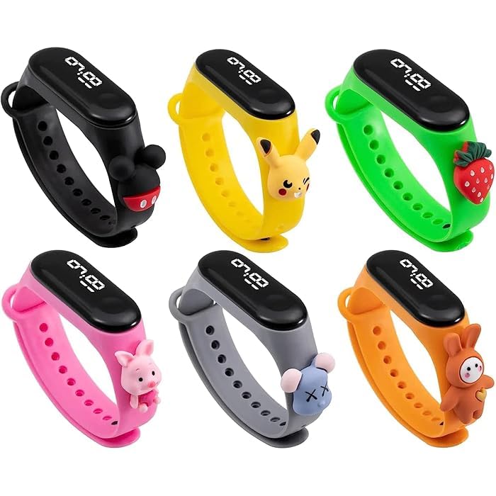 Prezzie Villa Pack of 6 Digital Led Watch for Birthday Return Gifts for Kids Party Multicolours Cartoon Character for Boys & Girls (B0D3BZX1ZD) Amazon Price History, Amazon Price Tracker