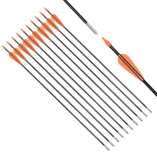 Flèches en fibre de verre pour tir à l'arc composé et ailettes orange