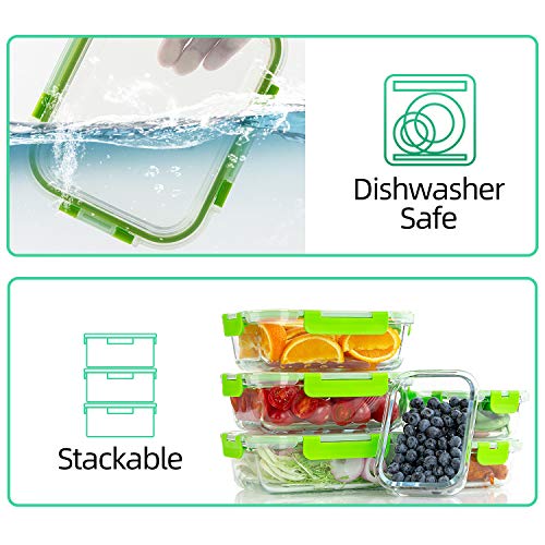 Image of C CREST Glass Containers for Food Storage with Lids, [10-Pack] Meal Prep Containers for Kitchen, Home Use, BPA Free