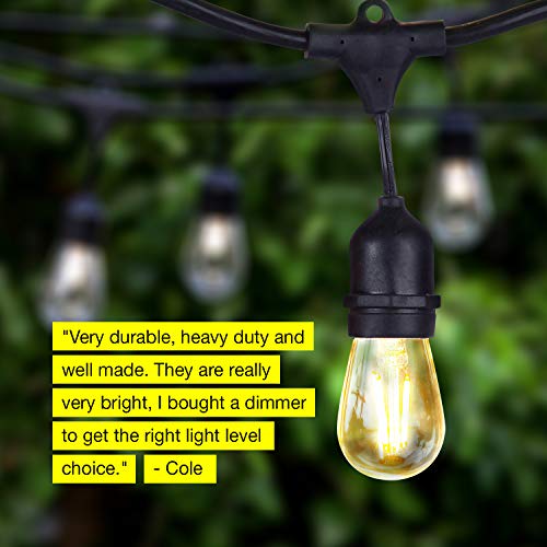 Brightech Ambience Pro - Waterproof LED Outdoor String Lights - Hanging, Dimmable 2w Vintage Edison Bulbs - 24 Ft Commercial Grade Patio Lights Create Cafe Ambience In Your Backyard - black
