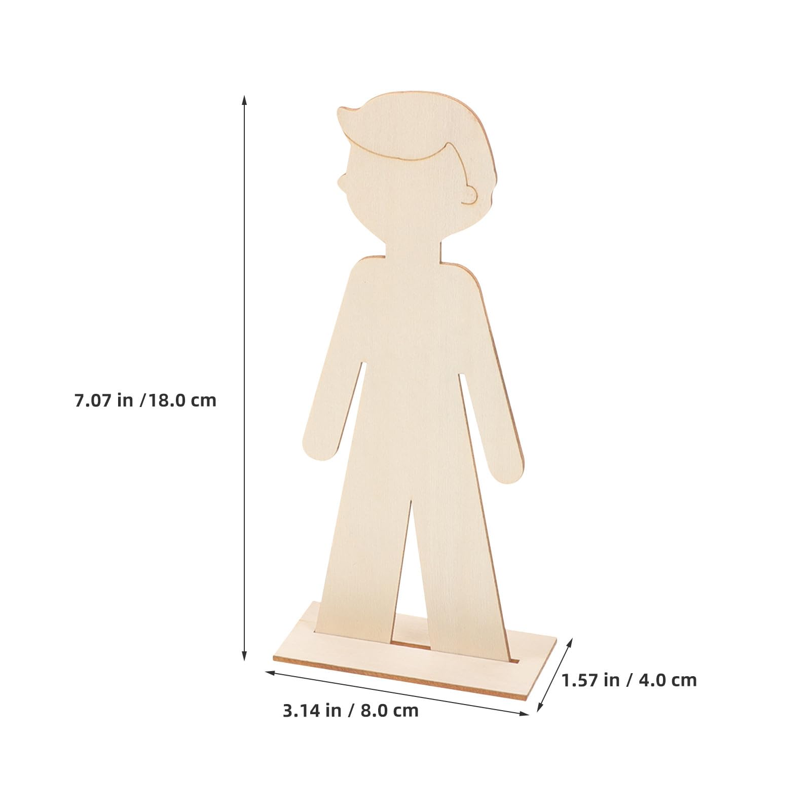 NUOBESTY 40 piezas de figuras de madera sin terminar: Figuras de niños sin pintar, etiquetas en para proyectos de manualidades y arte en el aula.