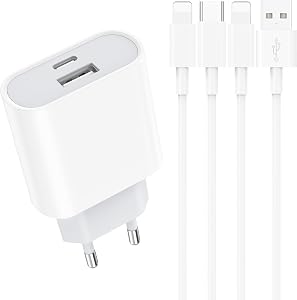 Schnellladegerät und Ladekabel for iPhone – 20W Ladegerät mit 2M Schnellladekabel Compatible for iPhone 14 13 12 11 Pro Max Plus Mini XS XR X SE 8 7 6S 5S Type C Netzteil USB C Charger Piarhlie