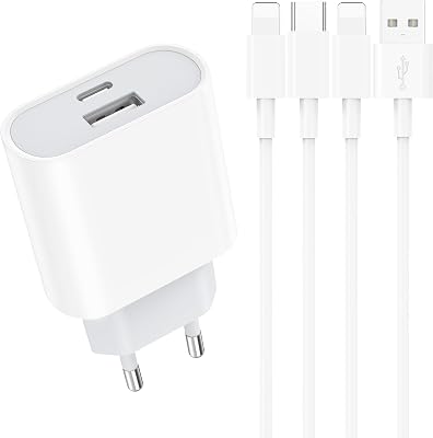 Schnellladegerät und Ladekabel for iPhone – 20W Ladegerät mit 2M Schnellladekabel Compatible for iPhone 14 13 12 11 Pro Max Plus Mini XS XR X SE 8 7 6S 5S Type C Netzteil USB C Charger Piarhlie