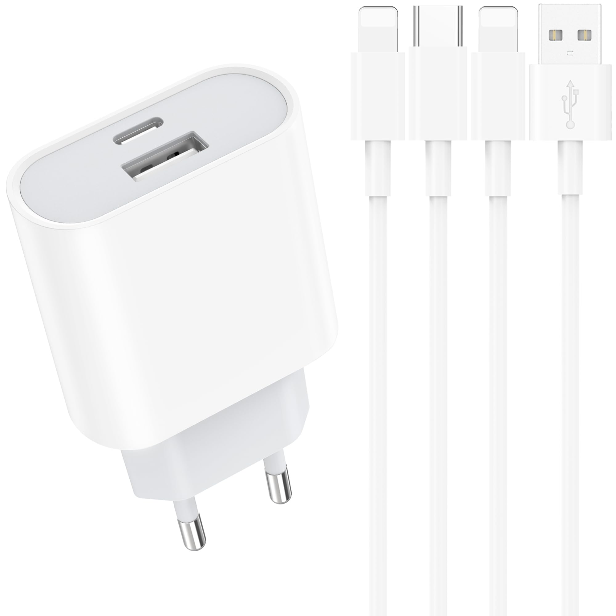 Schnellladegerät und Ladekabel for iPhone - 20W Ladegerät mit 2M Schnellladekabel Compatible for iPhone 14 13 12 11 Pro Max Plus Mini XS XR X SE 8 7 6S 5S Type C Netzteil USB C Charger Piarhlie
