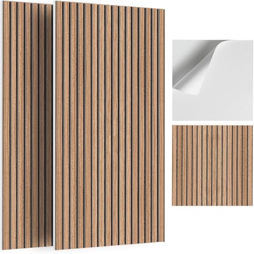 吸音材 230kg/m³ 高密度 吸音ボード 吸音パネル 毛毡製 防音対策 3Dリブ加工 粘着式 スタジオ 自宅 オフィス用 室內裝飾(60x60x0.9cm 6枚 天然ウォールナット柄 )