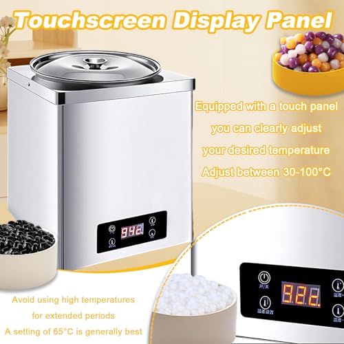 Calentador de Perlas Comercial y Olla Aislante para Tapioca, 300 W-600 W, Rango de Control de Temperatura: 30-100 °C, Panel táctil de 3 l/7 l, para Sushi, arroz (3L)