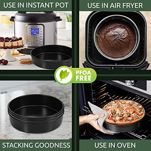 Rfaqk 133Pcs Round Cake Pans Sets For Baking-Nonstick 8 Inch Cake Pan Set Of 3 With Parchment Papers,Cake Leveler,Icing Tips,Muffin Liners,Icing Bags,Spatula Cake Board-Multi Functional Baking Pan Set #TOP2