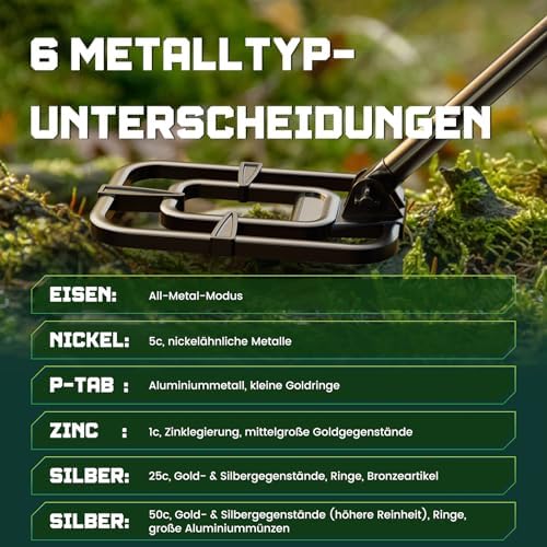 Bild 2 - Metalldetektor Profi für Erwachsene & Kinder – Wasserdichter Golddetektor mit LCD-Display und 10-Zoll-Spule, kabellos faltbar, mit 2000mAh Akku – Hochpräzise Metalldetektoren