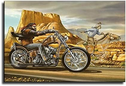 LVUPIIG Ghost-Rider Motorcycle Rider Poster Decorative Painting Canvas Wall Art Living Room Posters Bedroom Painting 16x24inch(40x60cm)