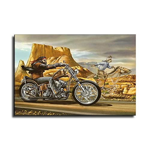 Lvupiig Ghost-Rider Motorcycle Rider Poster Decorative Painting Canvas Wall Art Living Room Posters Bedroom Painting 16X24Inch(40X60Cm) #TOP14