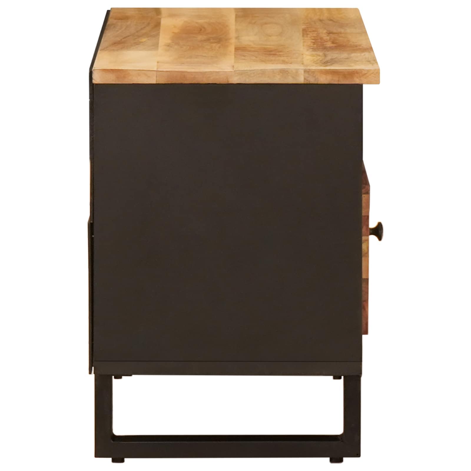 TV-Schränk aus massivem Mangoholz Braun 80 x 33 x 46 cm mit Regal, Schublade und Stauraum für Wohnzimmer, Mediengeräte, Heimkino und Gaming Zubehör