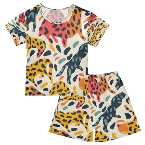 senya Short Sleeve Pajamas Sets Summer Cotton Sleepwear Leopard Print Wild Animal