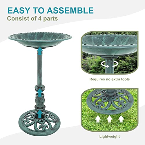 Zenstyle 28" H Resin Sitting Pair Bird Bath Pedestal Outdoor Garden Décor (Green) #TOP7