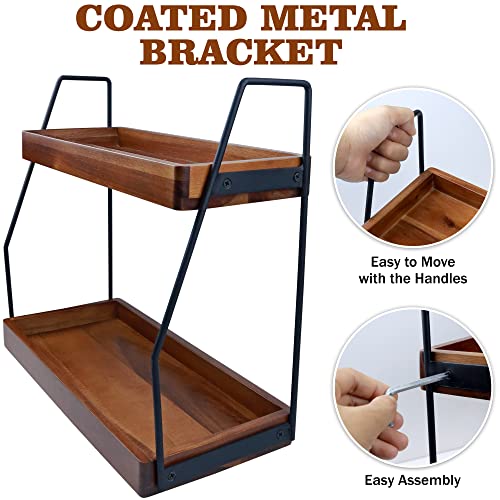 Demigo Acacia Bathroom Organizer Countertop, 2-Tier Wood Counter Standing Rack, Countertop Storage Shelf For Organizing Bathroom Kitchen Office Desk Vanity Cosmetic Balcony #TOP2