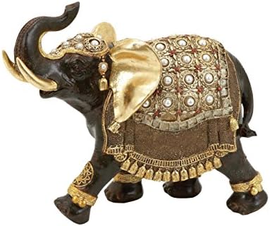 Deco 79 Polystone Elephant Sculpture, 10" x 4" x 9", Brown