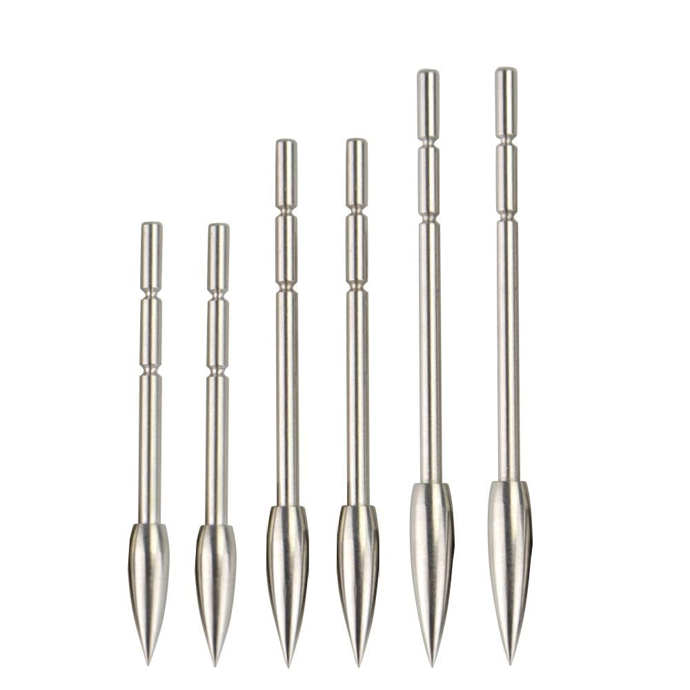12pcs Tiro con Arco Punta de Flecha Caza Inserción Punta de Flecha Práctica Punta Ancha Punta de Punta de Acero Inoxidable para ID 3.2mm Eje de Flecha