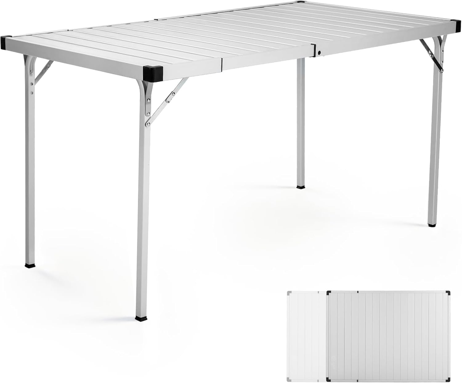 Portal Camping Table with Expandable Tabletop, 37" to 51.2" Adjustable Length Aluminum Folding Table, Large for 2-6 Person, Design with Storage Mesh & Carry Bag for Car Camping, Backyard, Tailgating