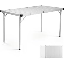 Portal Camping Table with Expandable Tabletop, 37" to 51.2" Adjustable Length Aluminum Folding Table, Large for 2-6 Person, Design with Storage Mesh & Carry Bag for Car Camping, Backyard, Tailgating