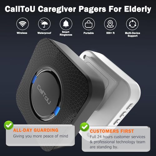 CallToU-Caregiver-Pager-Wireless-Call-Bell-Alert-Button-for-SeniorsElderlyPatients-1-Plugin-Receiver-1-Waterproof-Transmitter