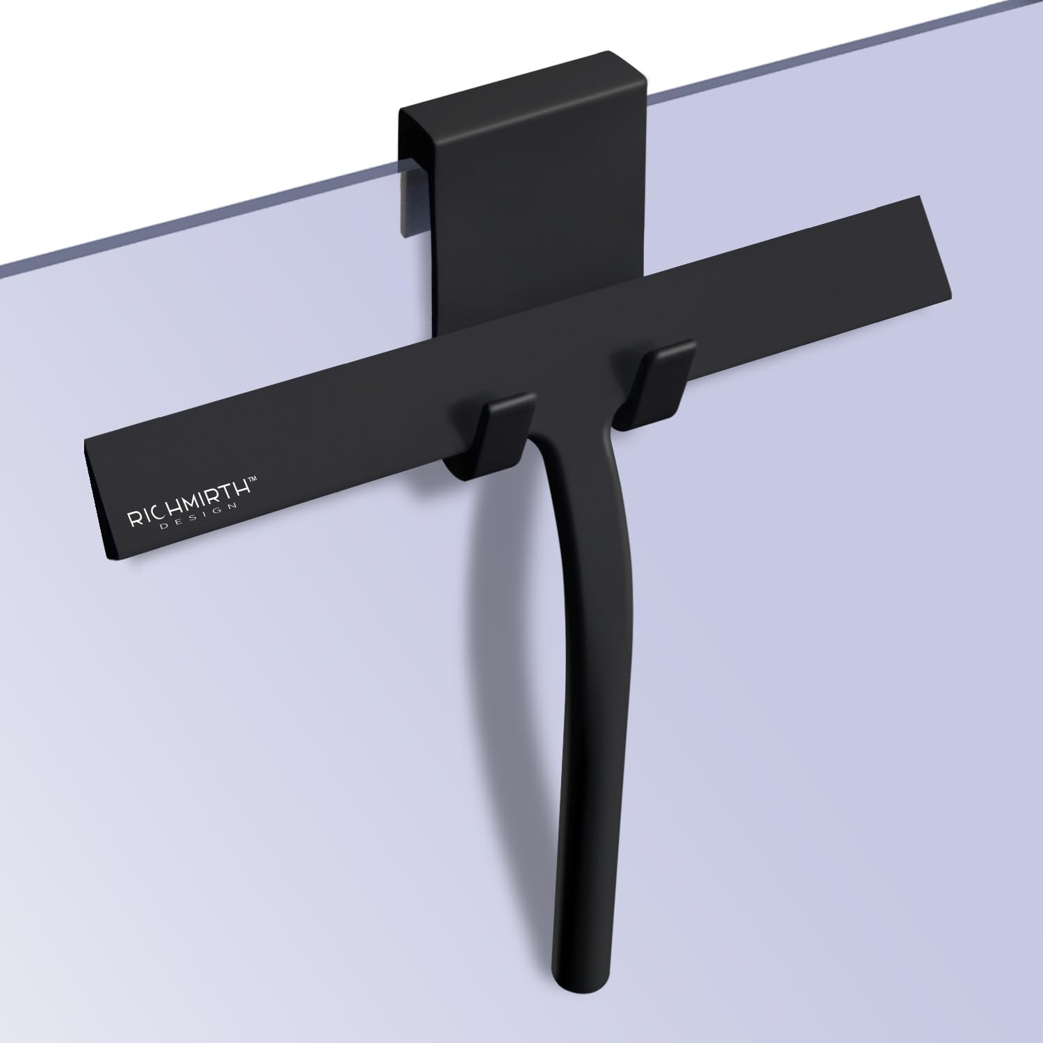 Shower Squeegee for Glass Doors, 10 Inch Width Silicone Rubber Blade Squeegee Window Cleaner Tool Squeegee for Shower Glass Doors Bathroom Mirror Car Window Tile - Black
