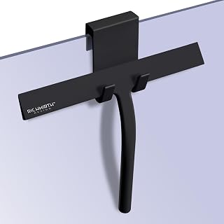 Shower Squeegee for Glass Doors, 10 Inch Width Silicone Rubber Blade Squeegee Window Cleaner Tool Squeegee for Shower Glass Doors Bathroom Mirror Car Window Tile - White (Black)
