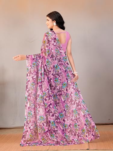 Image of Garden Vareli Floral Print Chiffon Saree