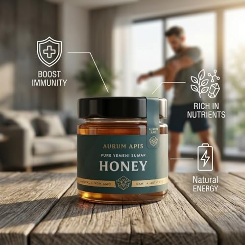 Image of Aurum Apis Raw Yemeni Sumar Honey, 100% Raw Unfiltered Pure Honey, Hand Harvested Organic Honey, Non-GMO, Unprocessed Certified Organic Honey from Sumar Tree, Rich Flavor & Aroma (130g)