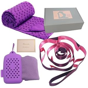 Complete Yoga Gift Set – Cooling Towel, Yoga Mat Towel, Stretching Strap, and Complimentary Best Wishes Card