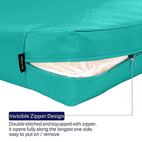 Idee-Home Patio Cushion Covers Replacement, Outdoor Cushion Slipcovers, Waterproof Chair Seat Cover For Sofa Couch Furniture Outside Zipper Design, 6 Set 22 Inchx 24 Inch Peacock Blue #TOP5