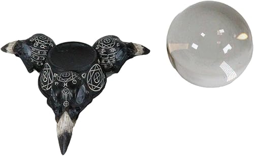 Miniatura 6 de Ebros Gift Wicca Adivinador psíquico Cuervo cuervo Calaveras Geometría Sagrada Cristal Gazing Ball Figurine Brujería Brujas Divinidad Wicca