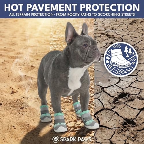 Image of Spark Paws Dog Shoes for Large Small Medium Dogs Breathable Dog Booties for Hiking, Summer Hot Pavement Paw Protectors for Non Slip Rubber Dog Boots for Outdoor - (Turquoise, Size 3)