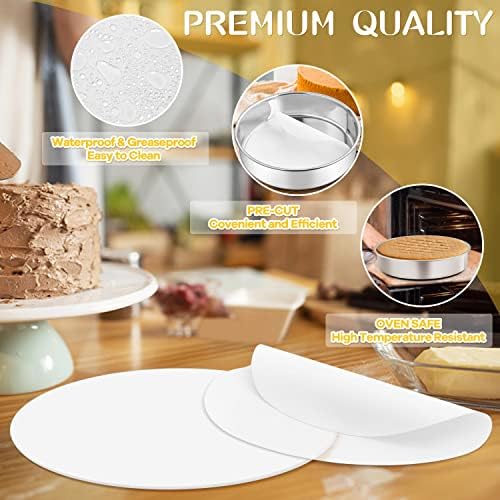 HaWare Cake Tin Liners, 150 Pcs 9 Inch Round Parchment Paper, Non Stick Baking Parchment Circles Greaseproof Paper Sheets Fit Cake Pan, Oven, Tortilla Press for Baking/Cooking/Steaming (23cm, White)