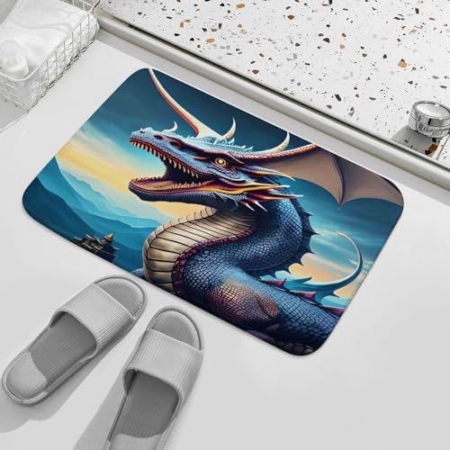 Felpudo de bienvenida de 50 cm x 80 cm con grabado de dragón para exterior e interior 3