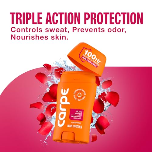 Image of Carpe Underarm Antiperspirant for Women - 100 Hour Sweat & Odor Control - Women's Sweat Control Antiperspirant Deodorant - Extra Strength - Rose Water - 2 Pack