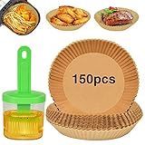 【AMPLIAMENTE APLICADO】: no solo para freidora de aire, estos revestimientos de papel también son adecuados para hornos de microondas, hornos, vaporeras, cocinas, etc. Úselos para guardar alimentos, acampar, hacer barbacoas, fiestas y más. (NOTA: no coloque el forro solo en la freidora)