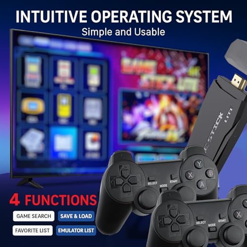 2025 Upgraded Nostalgia Gaming Retro Game Console Stick – 20,000+ Classic Games, 23 Emulators, 64GB, 4K HDMI, Dual 2.4GHz Wireless Controllers, Plug & Play for TV – with Thumb Stick Grip Covers - Image 6