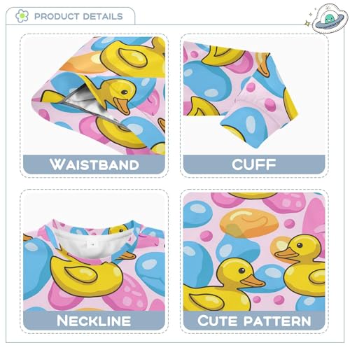 JUNZAN Cartoon Yellow Duck Blue Pink Little Kids Hooded Sweatshirt Long Sleeve Outerwear for Kids Camping 4T3