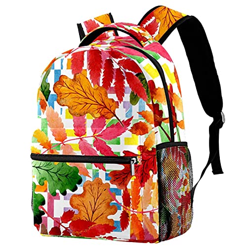 Sac à dos d'école feuilles d'automne orange pour transporter les livres au collège