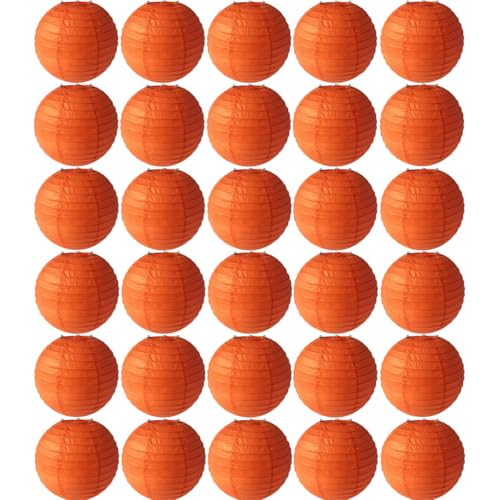 DUOLEIMI ハロウィン 紙提灯 紫 黒 オレンジ ちょうちん ペーパーランタン 30個 ハロウィン飾り (30cmオレンジ)